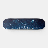 Navy Blue Sparkle Glitzer Personalisiert Skateboard (Horizontal)