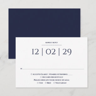 Navy Blue Special Date Hochzeit RSVP Karte