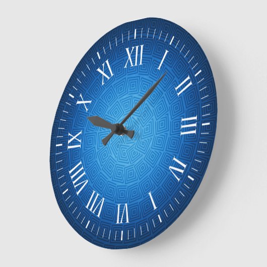 Navy Blue Spiral Design Große Wanduhr (Winkel)