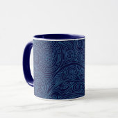 Navy Blue Spiral Muster Tasse (Vorderseite Links)