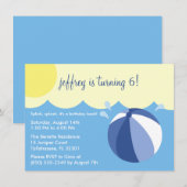 Navy Blue Splish Splash Birthday Pool Party Einladung (Vorne/Hinten)