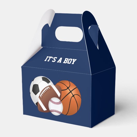 Navy Blue Sports Baby Dusche Es ist ein Junge Geschenkschachtel (Vorderseite)