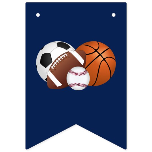 Navy Blue Sports Ball Baby Dusche Custom Wimpelkette (Zweite Fahne)