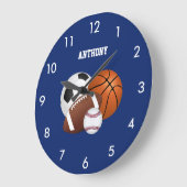 Navy Blue Sports Ball Custom Large Clock Große Wanduhr (Winkel)