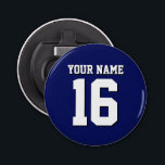Navy Blue Sports Jersey Team Jersey Flaschenöffner<br><div class="desc">Preppy Solid Color Navy Blue Team Jersey / Sports Jersey / Football Jersey / Rugby Jersey mit Individuelle Name Passen Sie dies mit Ihrem eigenen Namen oder Teamname und einer Nummer an. Sie können Größe, Farbe und Platzierung des Textes ändern, wenn Sie Änderungen vornehmen, die Farbe des Textes ändern oder...</div>