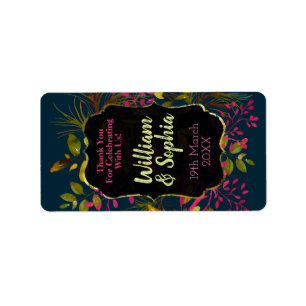 Navy Blue Spring Foliage Wedding Lip Balm Labels Adressaufkleber