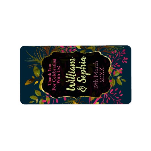 Navy Blue Spring Foliage Wedding Lip Balm Labels Adressaufkleber (Vorne)
