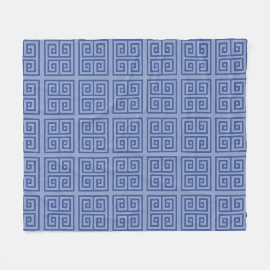 Navy Blue Square Labyrinth Klassisches griechische Fleecedecke (Vorderseite (Horizontal))