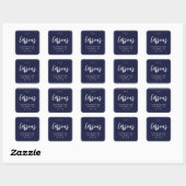 Navy Blue Square - Modern Return Address Label Quadratischer Aufkleber (Blatt)