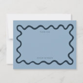 Navy Blue Squigggly Wavy Line Vielen Dank Mitteilungskarte (Vorderseite)