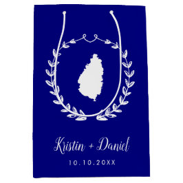 Navy Blue St. Lucia Map Wedding Welcome Swag Mittlere Geschenktüte