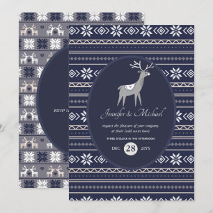 Navy Blue Stag Folk Art Weihnachten JEDE VERANSTAL Einladung