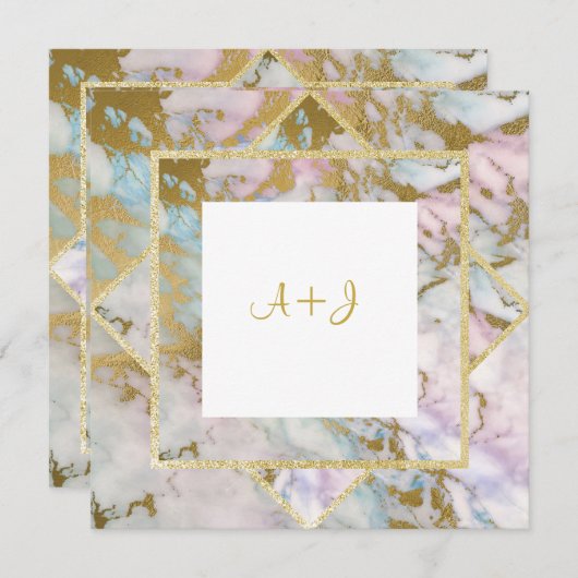 NAVY BLUE STAR GOLD WEDD LAYERED EINLADUNG (Vorne/Hinten)