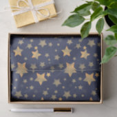 Navy Blue Star Muster Vintag Elegante Weihnachten Seidenpapier (Geschenk)