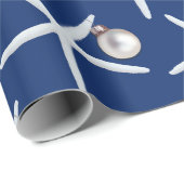 Navy Blue Starfish Muster Weihnachtsgeschenk Wrap Geschenkpapier (Rolleneckpunkt)