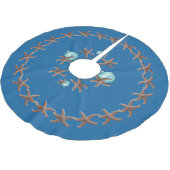 Navy Blue Starfish Wreath Weihnachtsbaumrock Polyester Weihnachtsbaumdecke (Schrägansicht)