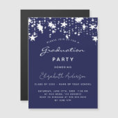 Navy Blue Stars Graduation Party Luxus Magneteinladung (Vorne/Hinten)