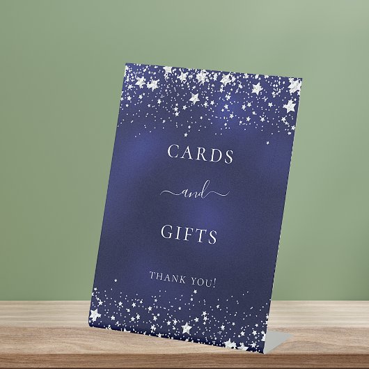 Navy-Blue-Stars Karten Geschenke Sockelschild