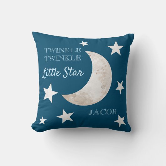 Navy Blue Stars Moon Twinkle Twinkle Little Star Kissen (Vorderseite)
