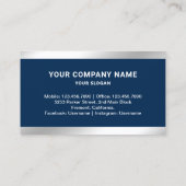 Navy Blue Steel Silver Real Anwesen Foto Realtor Visitenkarte (Rückseite)