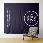 Navy Blue Step & Repeat Business Background Wandteppich (Beispiel (Horizontal))