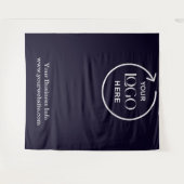 Navy Blue Step & Repeat Business Background Wandteppich (Vorderseite (Horizontal))