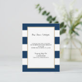 Navy Blue Streifen mit Gold | EMPFANG Einladung (Stehend Vorderseite)