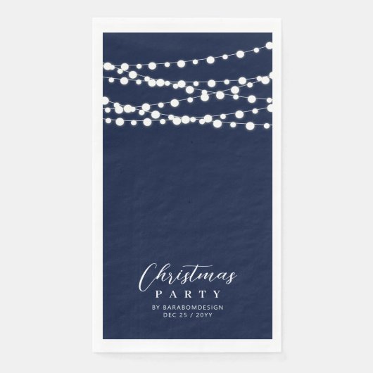 Navy Blue String Lights Elegant Cheers Event Serviette (Vorderseite)