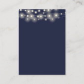 Navy Blue String Lights Hochzeit Vielen Dank Place Platzkarte (Rückseite)