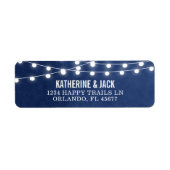 Navy Blue String Lights Hochzeitadresse Labels (Vorne)