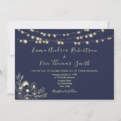 Navy Blue String Lights Hochzeiten QR Code Einladu Einladung (Vorderseite)