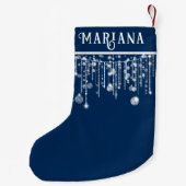 Navy Blue String Lights Kleiner Weihnachtsweihnach Weihnachtsstrumpf (Rückseite)