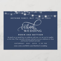Navy Blue, String Lights, Online Virtual Wedding