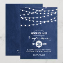 Navy Blue String Lights Paare Dusche Einladung