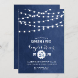 Navy Blue String Lights Paare Dusche Einladung