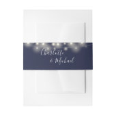 Navy Blue String Lights Signature Script Einladungsbanderole (Vorderseite Beispiel)