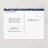 Navy Blue, String Lights, Verlobt Got, Verlobung Ankündigungspostkarte (Rückseite)