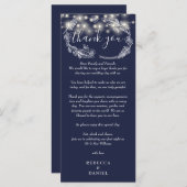 Navy Blue String Lights Vielen Dank Platzkarte Menükarte (Vorne/Hinten)