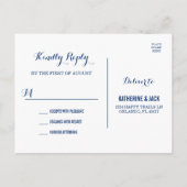 Navy Blue String Lights Wedding RSVP Postcard Einladungspostkarte (Rückseite)