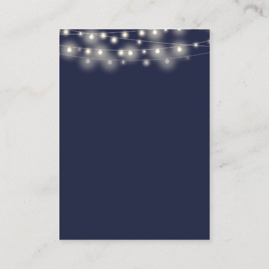 Navy Blue String Lights Wedding Thank You Place Platzkarte (Rückseite)