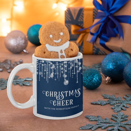 Navy Blue String Lights Weihnachts-Party Kaffeetasse