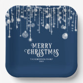 Navy Blue String Lights Weihnachts-Party Pappteller (Vorderseite)