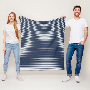Navy Blue Strip Beach House Fleecedecke