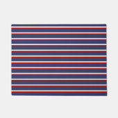 Navy Blue Strip Chic Moderne vertikale Linien Fußmatte (Vorderseite)