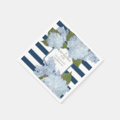 Navy Blue Strip Hydrangea Floral Baby Show Serviette (Ecke)