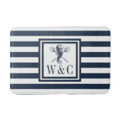Navy Blue Strip Monogram Nautical Seepferd Bath m Badematte (Vorderseite)