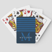 Navy Blue Stripe Monogram Masculine Spielkarten (Rückseite)