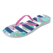 Navy Blue Stripe Seashell Badesandalen (Schrägansicht)