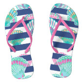 Navy Blue Stripe Seashell Badesandalen (Fußbett)