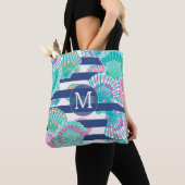 Navy Blue Stripe Seashell Monogram Tasche (Von Nahem)